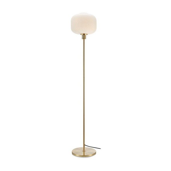 Bílá stojací lampa s konstrukcí ve zlaté barvě Markslöjd Sober