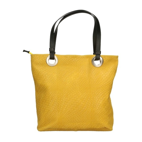 Žlutá kožená kabelka Chicca Borse Pagon
