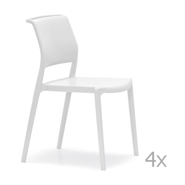 Sada 4 bílých jídelních židlí Pedrali Ara