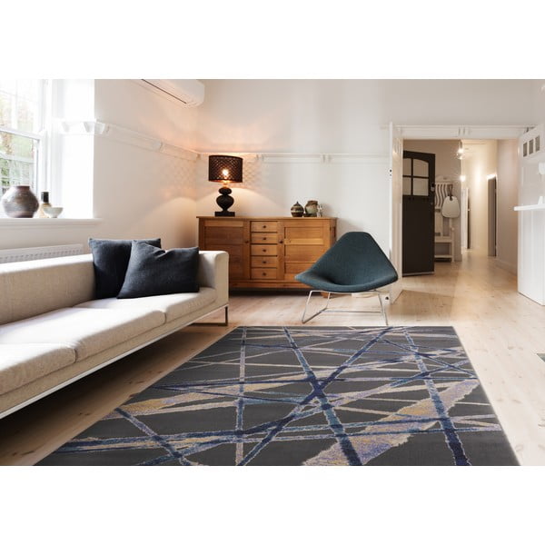 Tmavě modrý vlněný koberec 133x180 cm Sticks – Agnella-image-1