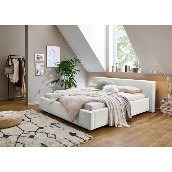 Bílá čalouněná dvoulůžková postel bez roštu 140x200 cm Cube – Meise Möbel-image-1