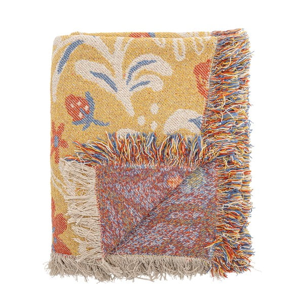 Žlutá deka z recyklované bavlny 130x160 cm Reims – Bloomingville-image-3