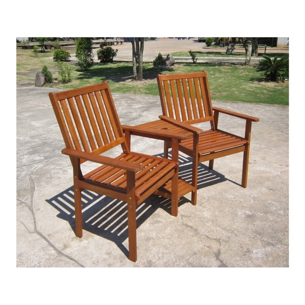 Zahradní dvojité křeslo z eukalyptového dřeva Garden Pleasure Edison-image-1