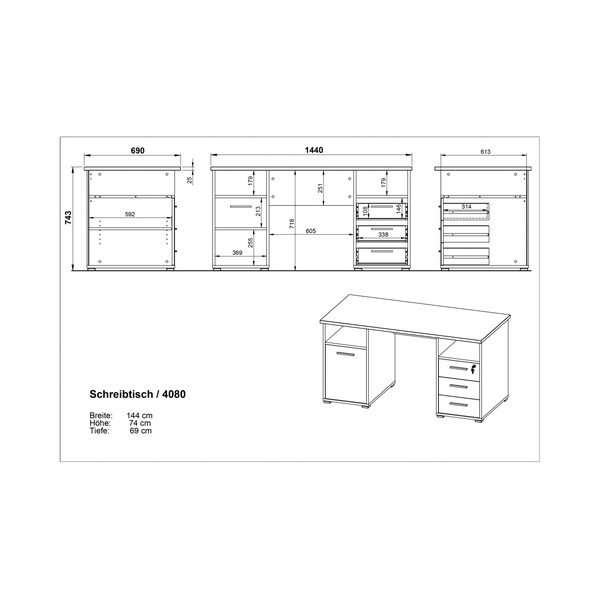 Pracovní stůl v dekoru dubového dřeva Germania Desk-image-3