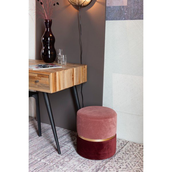 Červený/růžový sametový taburet Bubbly – White Label-image-1