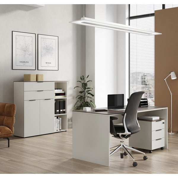 Šedobéžová vysoká komoda v dekoru ořechu 81x120 cm Ancona - Germania-image-4