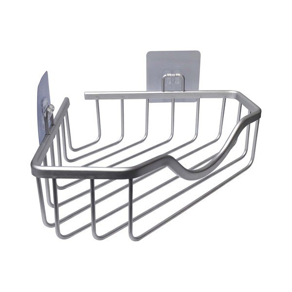 Hliníková koupelnová polička bez vrtání/rohová v leskle stříbrné barvě Filaire Aluminium – douceur d'intérieur-image-1