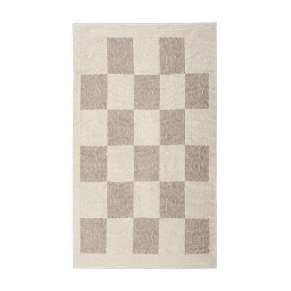 Krémový  bavlněný koberec Floorist Check, 160 x 230 cm