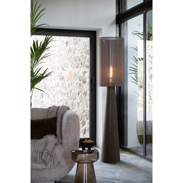 Hnědá stojací lampa s textilním stínidlem (výška 180 cm) Micky – Light & Living-image-1