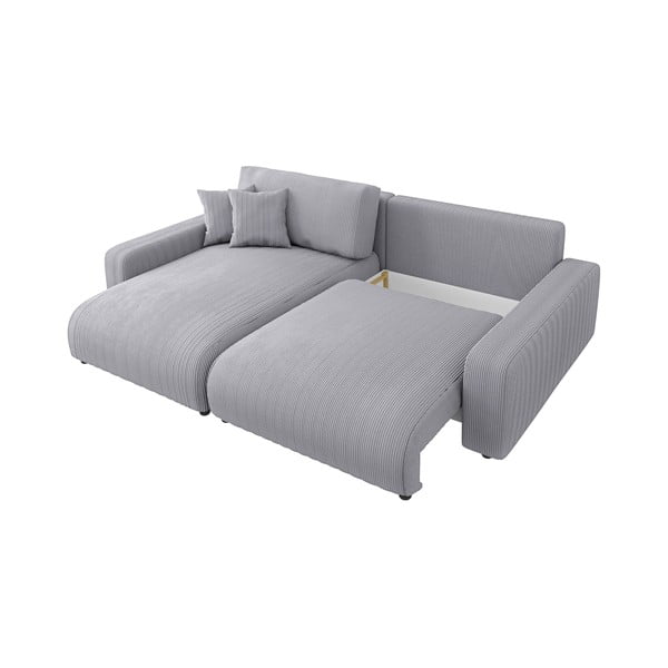 Světle šedá manšestrová rozkládací rohová pohovka (variabilní) Sara – Ropez-image-3