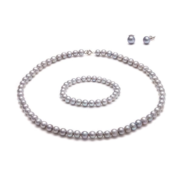 Set šedých perlových šperků GemSeller Coen