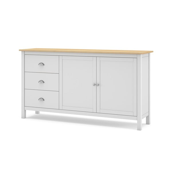 Bílá/přírodní nízká komoda z borovicového dřeva 150x80,5 cm Misti – Marckeric-image-2