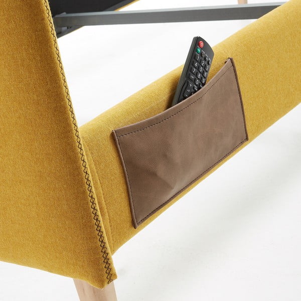 Žlutá polstrovaná postel Kave Home Lydia, 90 x 190 cm-image-4