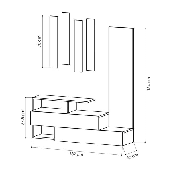 Set botníku se zrcadlem a nástěnného věšáku Ramda Oak-image-2