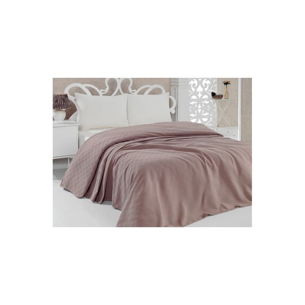 Lehký bavlněný přehoz přes postel Pique Brown, 200 x 240 cm-image-1