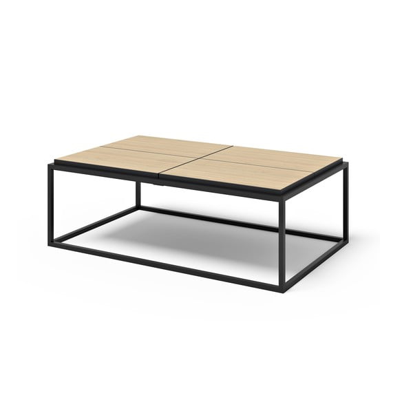 Konferenční stolek s deskou v dekoru dubu v černo-přírodní barvě 75x120 cm Douro – TemaHome-image-2