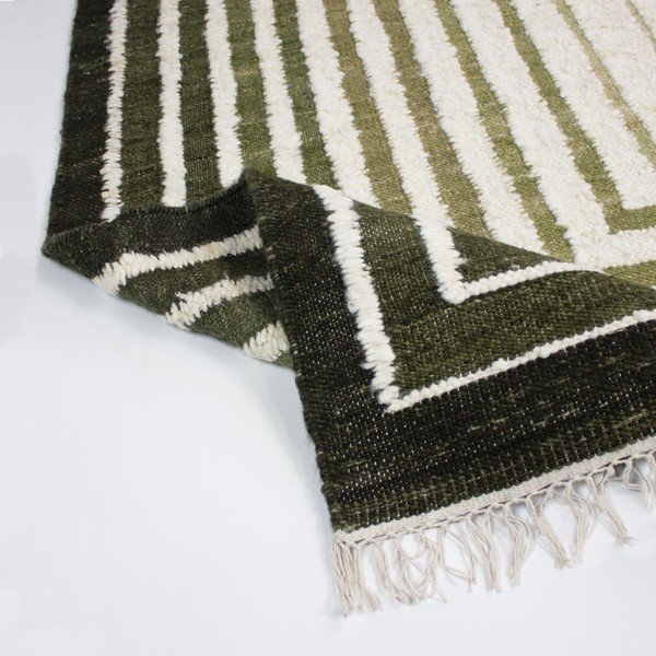 Zelený ručně tkaný koberec s příměsí vlny 160x230 cm Boucle Frame – Flair Rugs-image-3