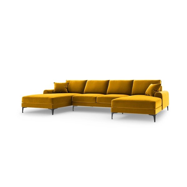 Žlutá sametová pohovka do "U" Mazzini Sofas Madara-image-2