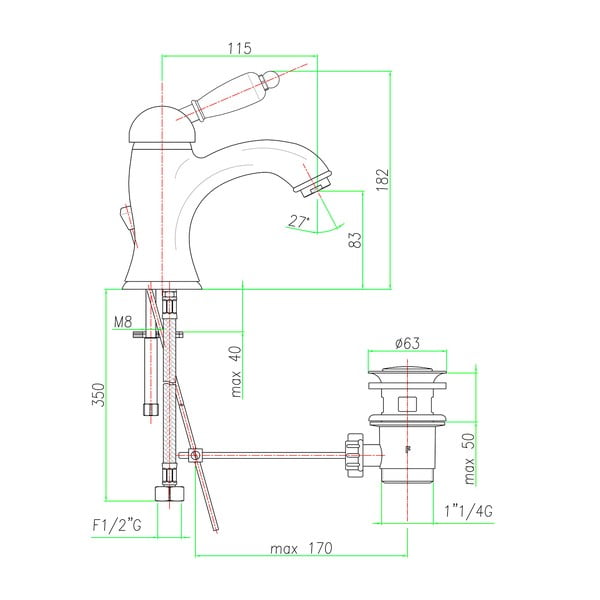 Stojánková umyvadlová baterie ve stříbrné barvě Kirké White – Sapho-image-2