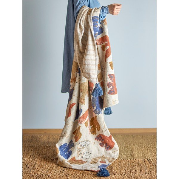 Hnědá deka z recyklované bavlny 130x160 cm Anniversary – Bloomingville-image-1