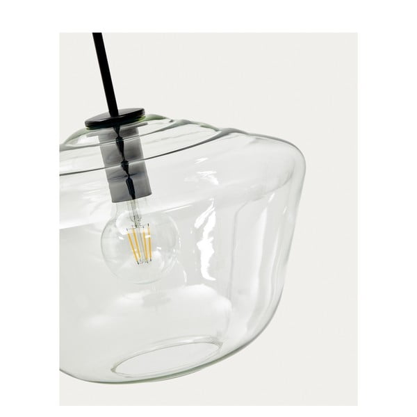 Černé závěsné svítidlo se skleněným stínidlem ø 34 cm Mao – Kave Home-image-3