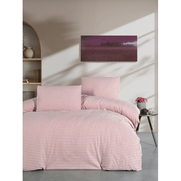 Růžové 4dílné prodloužené povlečení na dvoulůžko s prostěradlem 200x220 cm – Mila Home