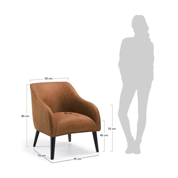 Hnědé křeslo Kave Home Lobby-image-3