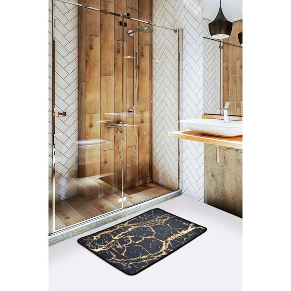 Černá/ve zlaté barvě koupelnová předložka 60x40 cm Goldes - Foutastic-image-1