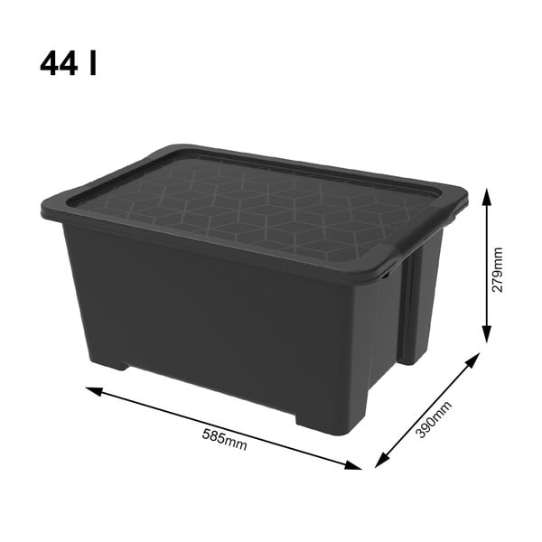 Leskle černý plastový úložný box s víkem Evo Easy - Rotho-image-1