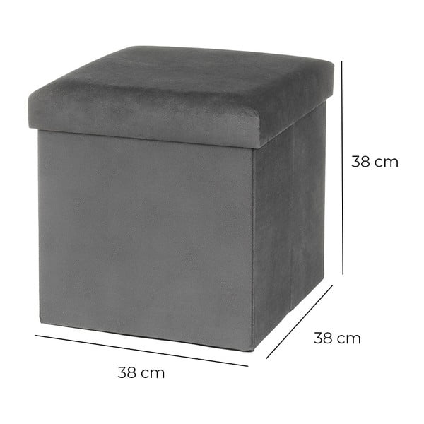 Tmavě šedý sametový taburet Estela – Casa Selección-image-3