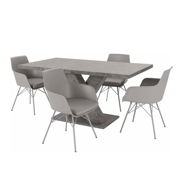 Sada stolu a 4 šedých židlí Støraa Albert