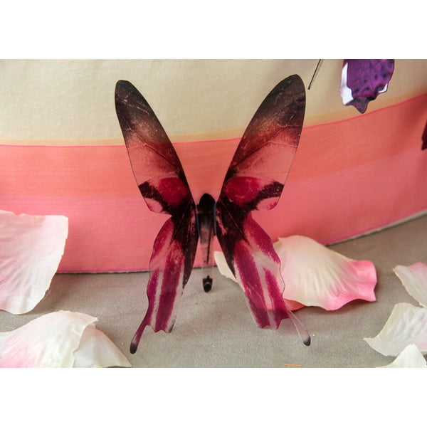 Sada 18 růžových adhezivních 3D samolepek Ambiance Butterflies-image-3