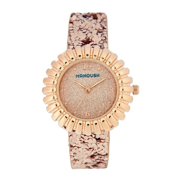 Růžové dámské hodinky s koženým páskem Manoush Sunny