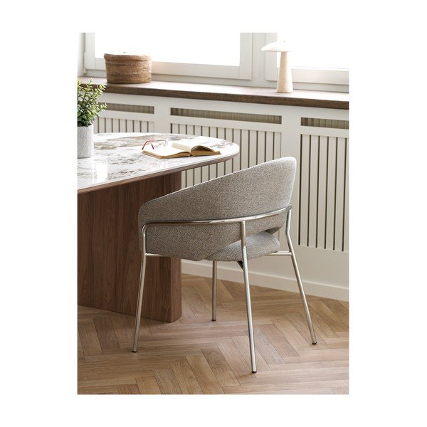 Světle šedé ocelové jídelní křeslo s područkami Costa – House Nordic-image-2