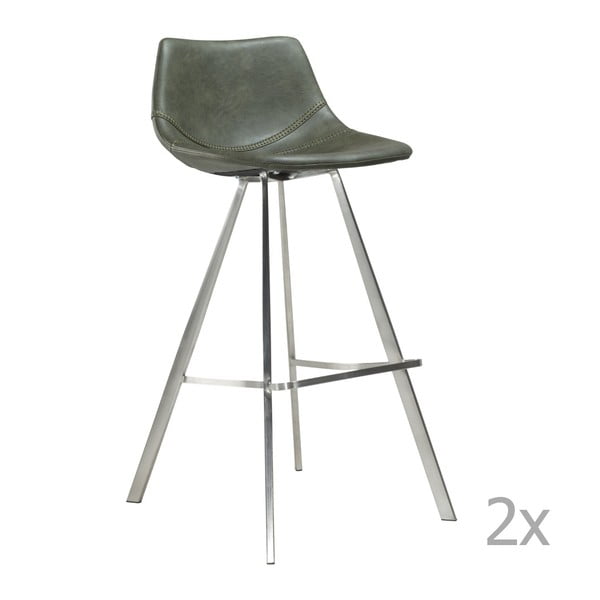 Sada 2 zelených barových židlí s ocelovým podnožím DAN– FORM Pitch