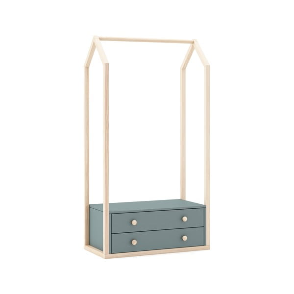 Otevřená dětská šatní skříň šedozelená 80x170x40 cm Esteban – Marckeric-image-2