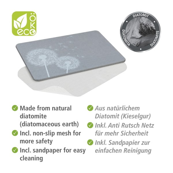 Šedá koupelnová předložka z křemeliny 39x60 cm Astera – Wenko-image-3