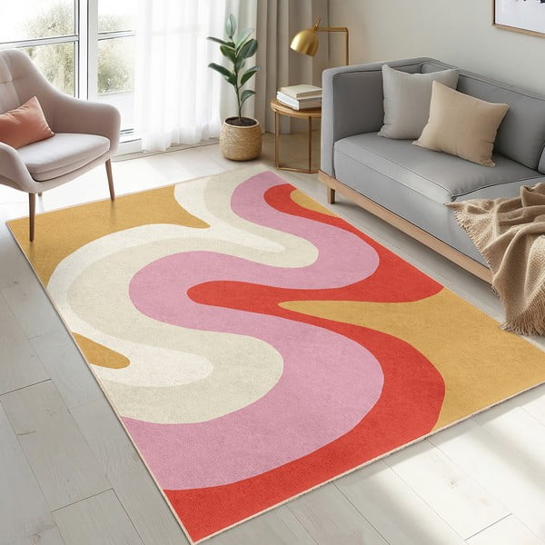 Žlutý/růžový pratelný běhoun 80x200 cm Raspberry Creamsicle – Mila Home-image-4