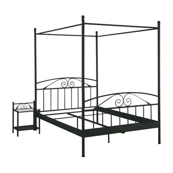 Černá dvoulůžková postel s nebesy Støraa Bibi, 180 x 200 cm-image-2