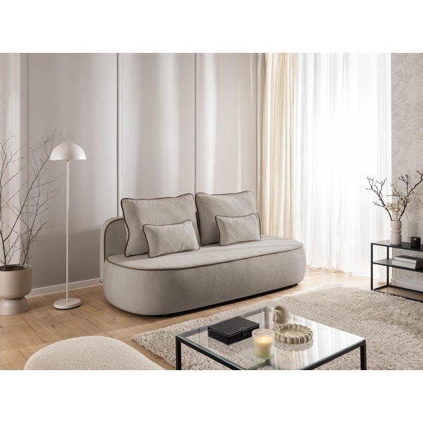 Hnědá/taupe sametová rozkládací/s úložným prostorem pohovka 210 cm Saga – Ropez-image-2