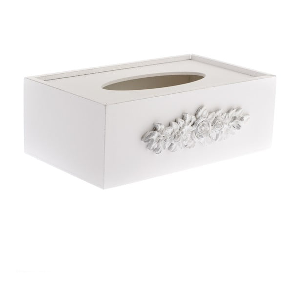 Bílá dřevěná krabička na kapesníky Dakls Romance