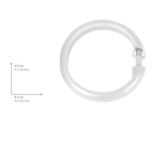 Sada 12 kusů bílých plastových kroužků na sprchový závěs Wenko-image-1