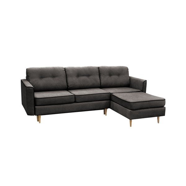 Tmavě šedá rozkládací pohovka se světlými nohami Mazzini Sofas Ladybird, pravý roh-image-2