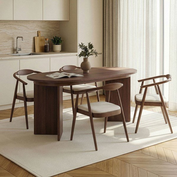 Rozkládací jídelní stůl s přídavnou deskou v dekoru ořechu 90x160 cm Sorell – Kalune Design-image-2