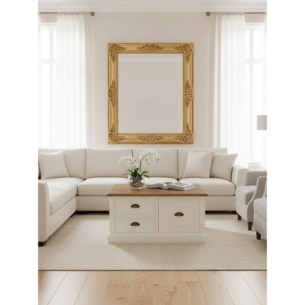 Bílý konferenční stolek v dekoru jedle 90x90 cm Hardwick – Premier Housewares-image-3