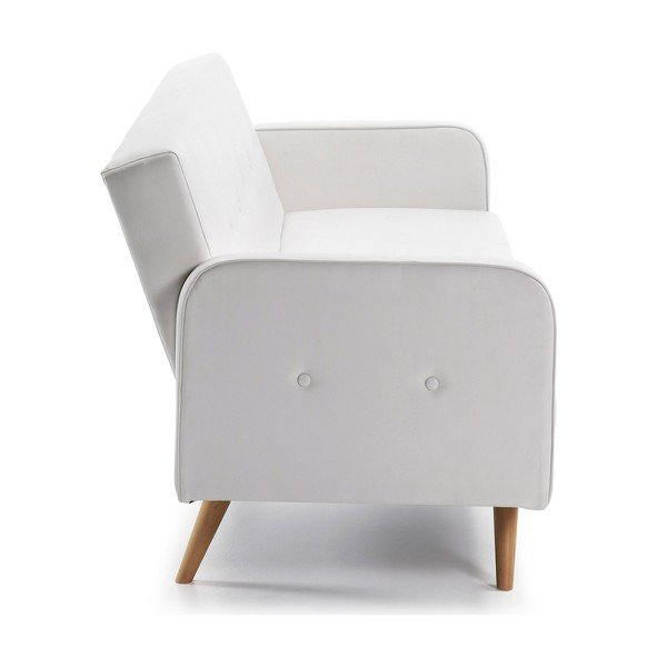Bílá rozkládací pohovka z imitace kůže Kave Home Regor-image-3