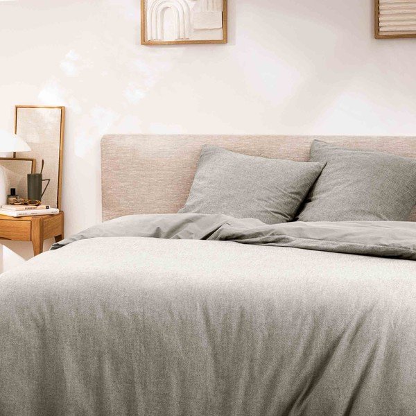 Šedé 3dílné bavlněné povlečení na dvoulůžko/prodloužené 240x220 cm Meline – douceur d'intérieur-image-1