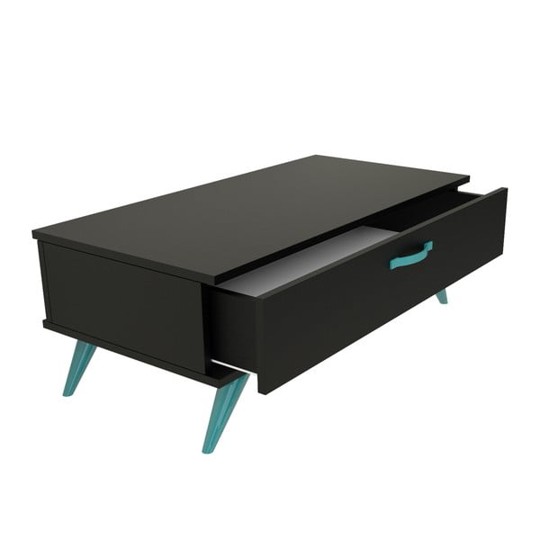 Černý konferenční stolek s tyrkysovýma nohama Magenta Home Coulour Series