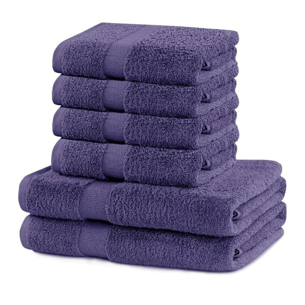 Set 2 bavlněných fialových osušek a 4 ručníků DecoKing Marina