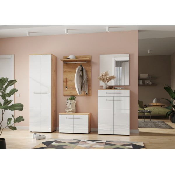 Bílá přírodní šatní skříň v dekoru dubu 60x198 cm Aledo – Germania-image-4